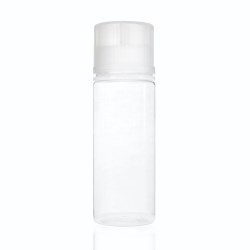 120 ml PET Clear Signature Wolf Bottle with Clear Flat Cap and Pre-Inserted Tip